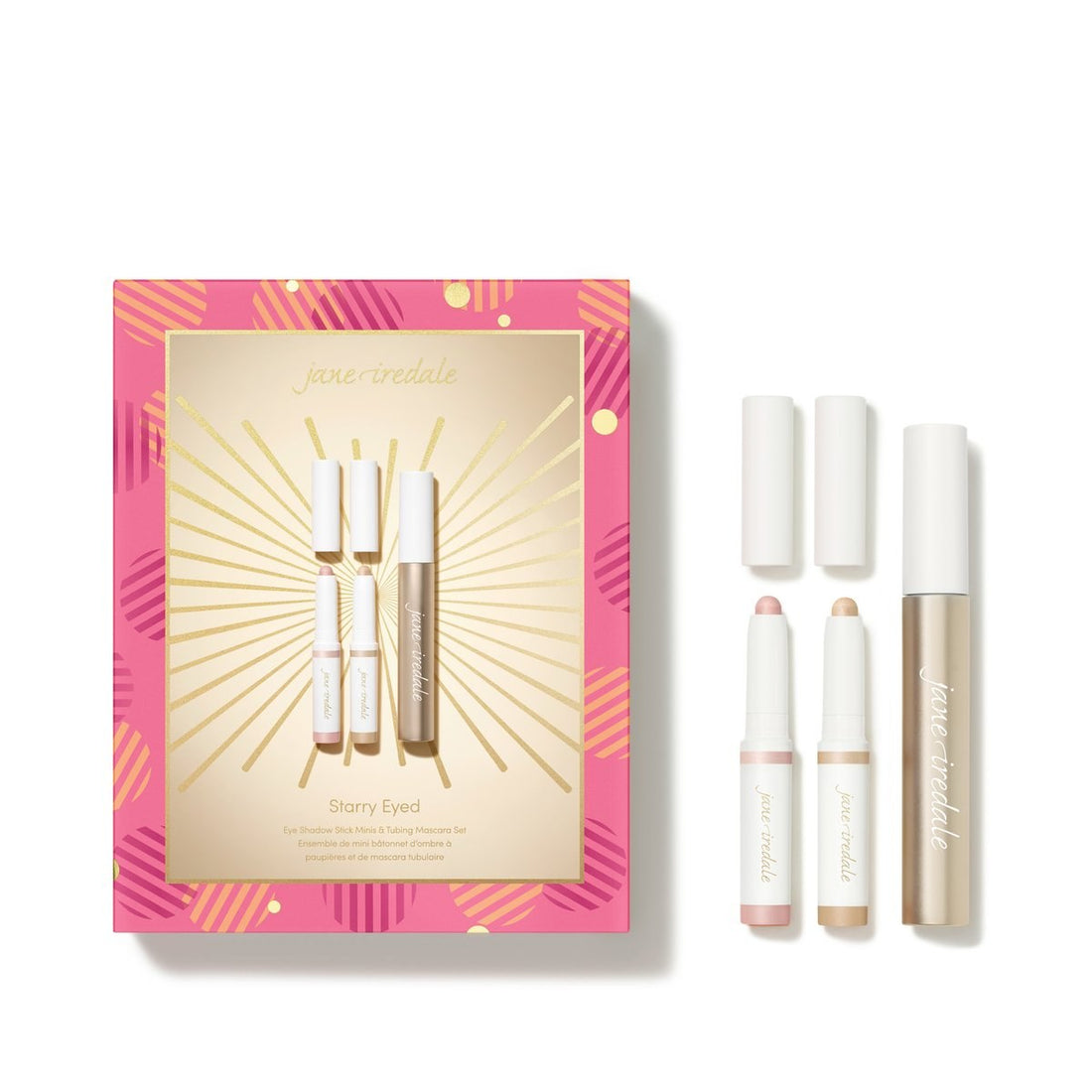 Jane Iredale Starry Eyed set: Lash Fixation tubing mascara and two mini ColorLuxe eye shadow sticks