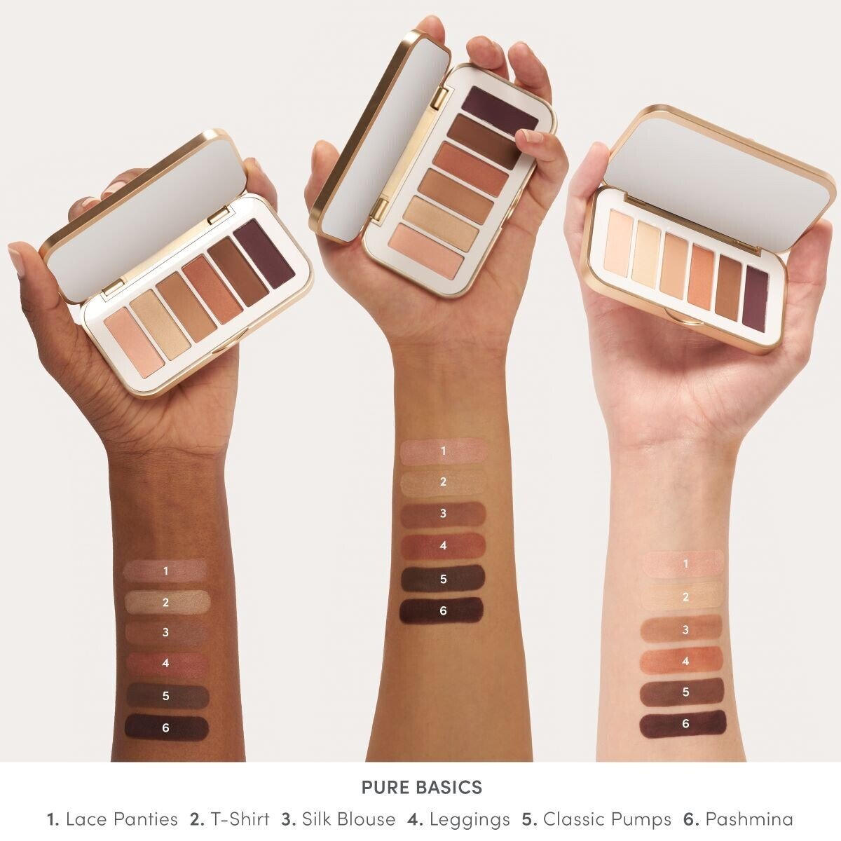 Jane Iredale PurePressed Eye Shadow Palette, shade Pure Basics, swatch