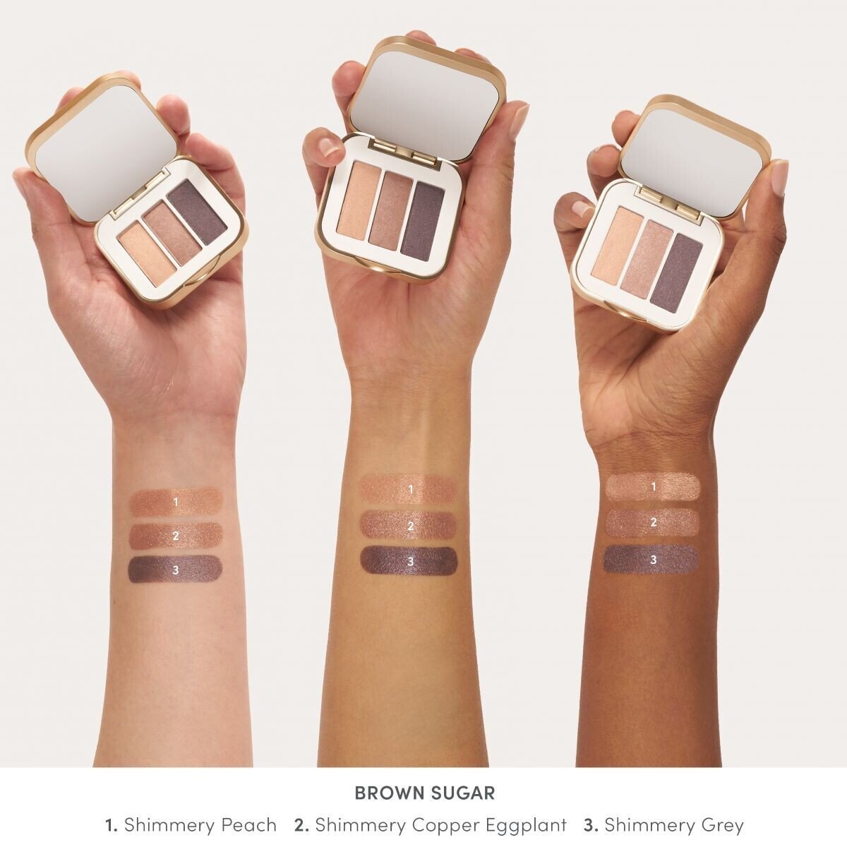 Jane Iredale PurePressed Eye Shadow Triple, shade Brown Sugar, swatch