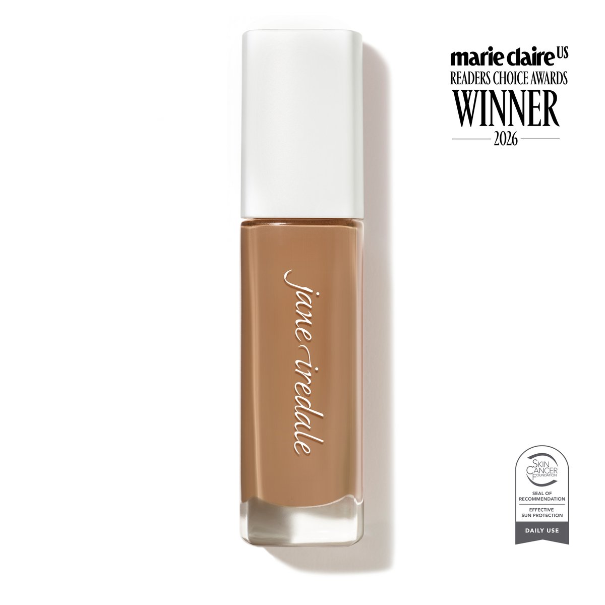 Jane Iredale Skintuition SPF 30 Radiance-Boosting Liquid Foundation, shade 44 Medium, tube