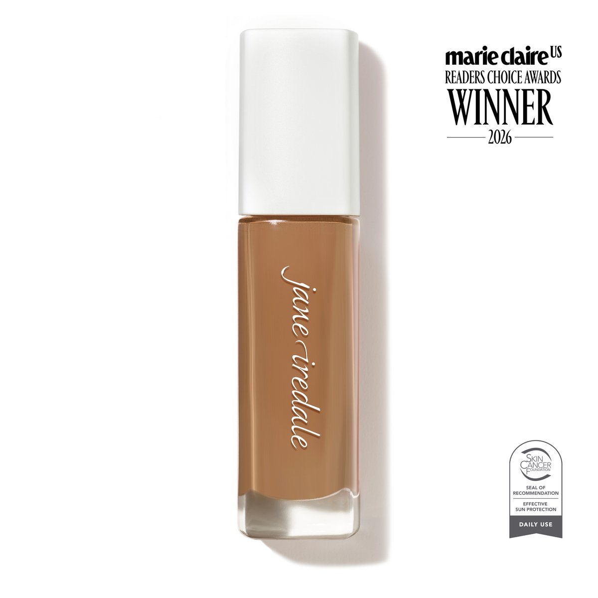 Jane Iredale Skintuition SPF 30 Radiance-Boosting Liquid Foundation, shade 56 Medium Dark, tube